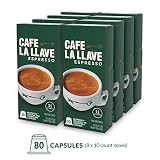 Café La Llave Espresso Capsules, Intensity 11 (80 Pods) Compatible with Nespresso OriginalLine Machines, Single Cup Coffee
