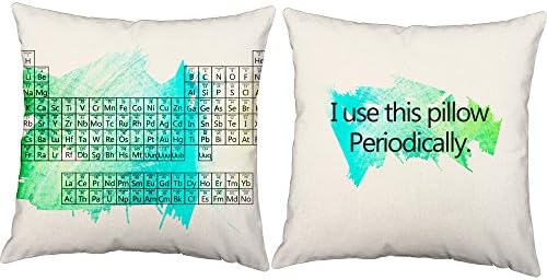 Set of 2 RoomCraft Periodic Table of Elements Throw Pillows 16x16 Square White Indoor-Outdoor Science Cushions