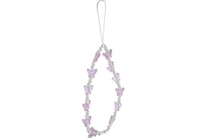 Creative Butterfly Phone Keychain Acrylic Chain and Strap Bead Strap for Girls Teen Women Bead Keychain