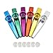 Petift Set of 6 Colors Metal Kazoo Musical Instruments Flutes Companion With 6 Pieces Kazoo Diaphragms for Guitar,Ukulele, Violin, Piano Keyboard for Kids Music Lovers