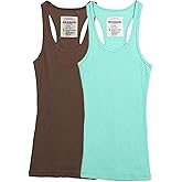 Zenana Women's Ribbed Racerback Athletic Active Tank Tops 2 4 Packs