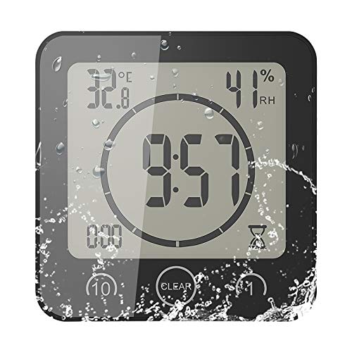Shower Wall Clock Waterproof Sunsbell Digital Temperature Humidity