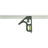 Johnson Level &amp; Tool 400EM-S Heavy Duty Professional Inch/Metric Metal Combination Square, 12", Silver, 1 Square