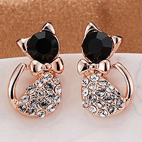 Dolland Charming Cat Jewelry Cute Pet Cat CZ Stud Earrings For Women Girls