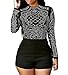 Women Elegant Crewneck Mesh See Through Rhinestone Bodycon Clubwear Party Short Jumpsuit Rompers