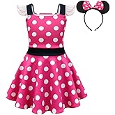 Dressy Daisy Toddler Little Girls Polka Dots Fancy Dress Halloween Costume Birthday Party Outfit with Mouse Ears Hair Hoop