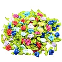 FidgetKute 100x Satin Ribbon Tiny Rolled Rose Bud Flowers Sewing Appliques DIY Headband