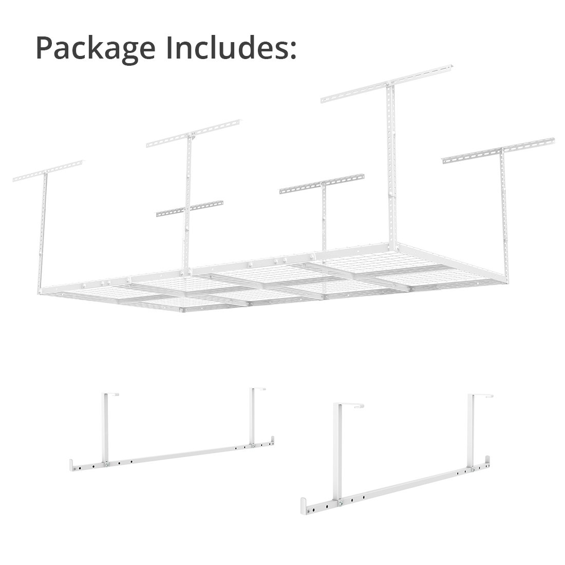 FLEXIMOUNTS 4x8 Overhead Garage Rack With Addon Hanging Bar Set Heavy