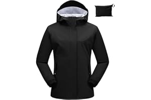 BGOWATU Women's Rain Jacket Waterproof Lightweight Hood Raincoat Packable Outdoor Cycling Windbreaker