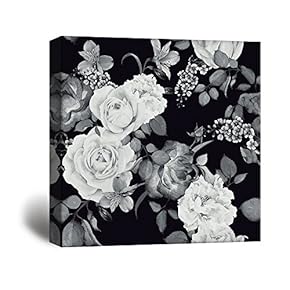Square Roses Floral Patterns in Black White