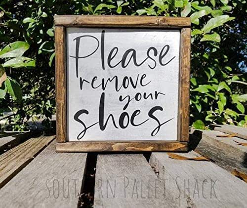 Please remove your shoes sign wood framed