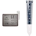 AcuRite 75077A3M Self-Learning Forecast Wireless Weather Station with Large Display and Atomic Clock, Black & 5" Capacity Easy-to-Read Magnifying Acrylic, Blue (00850A3) Rain Gauge