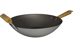 Imusa 14in Carbon Steel Wok with Wood Handles