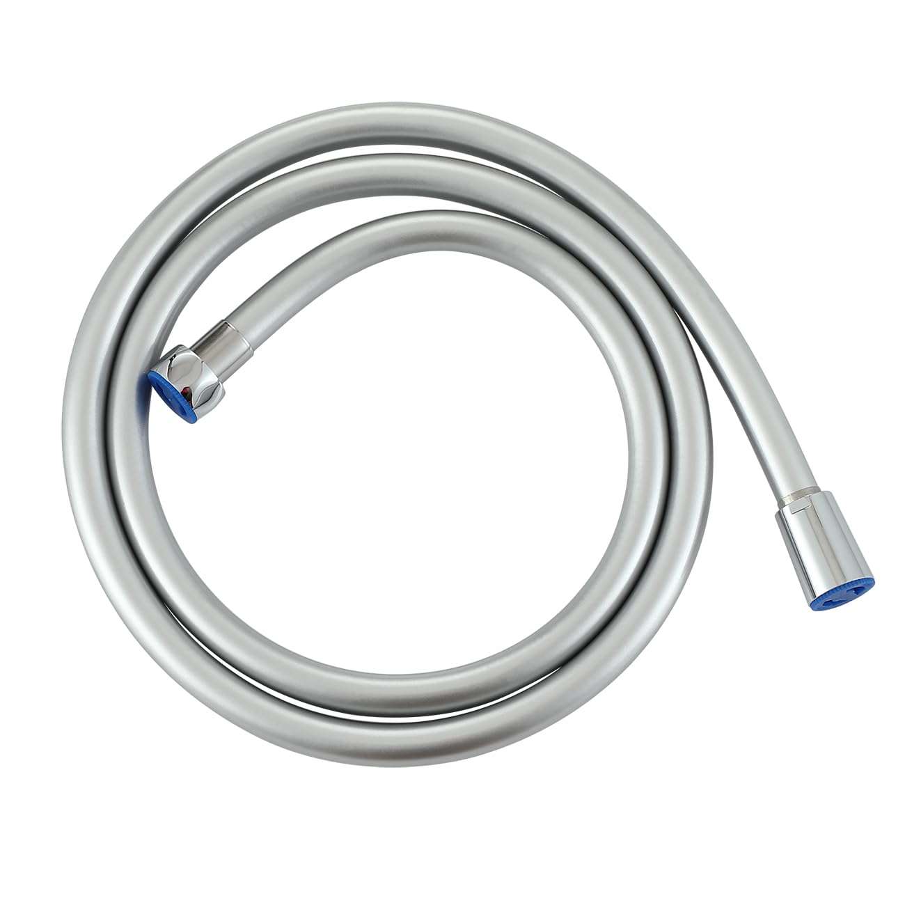 Muxios PVC Smooth Shower Hose 1.5M 59 Inch, Replacement Shower Pipe with Brass Connections, Flexible Anti-Twist, Silver