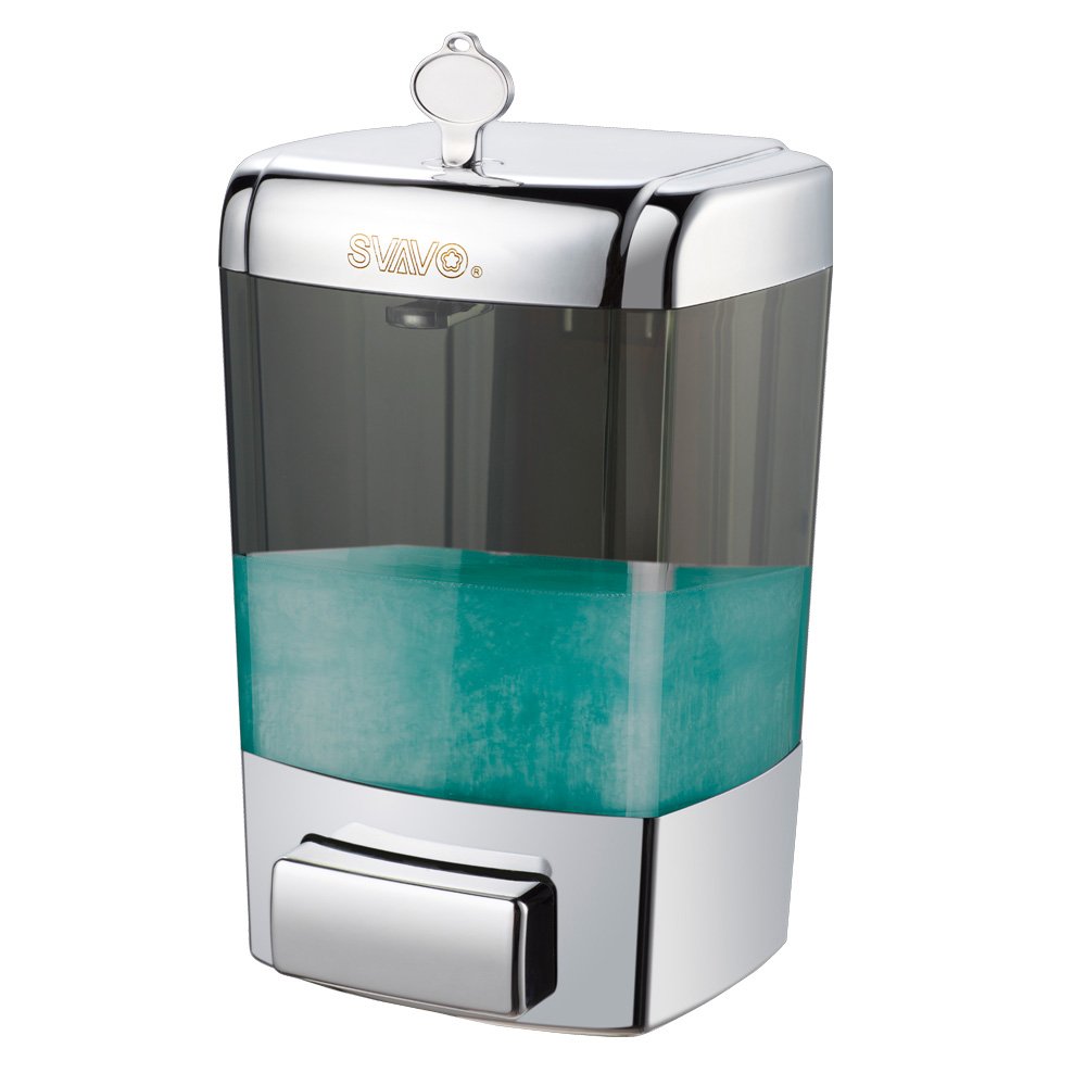 SVAVO V-7101 ABS Plastic Wall Mounted Hand Liquid Soap Dispenser White,Chrome 700ml Pack of 1 …