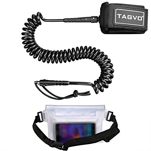 Tagvo sup leash 10ft 7mm coiled with waterproof waist p…