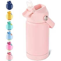 Gourde Isotherme Enfant 355ml Avec Paille - Acier Inoxydable 18/8 Sans BPA - Garde Le Froid 24h Et Le Chaud 12h - Idéale école Et Voyages