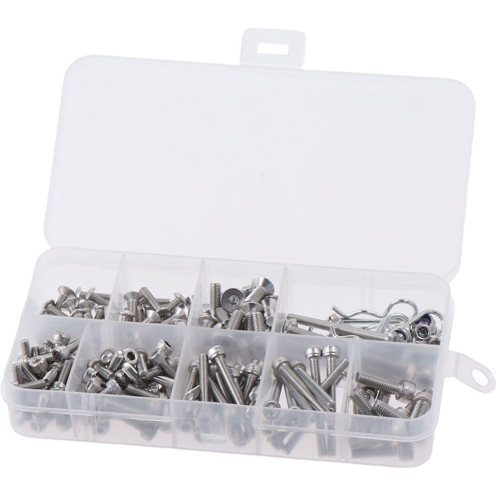 Upluckey Hexagon Socket Bolts 205 Pcs Stainless Steel Metric M2.5 M3 M4 Fasteners Set with M1.6 Cotter Pins Nuts and Bolts Assortment Kit Outdoor Indoor Use
