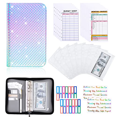 Budget Binder with Zipper Envelopes A6 Money Organizer for Cash PU