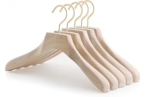 Natural Camphor Wood Hangers - 5 Pieces - Wardrobe Clothing Store Home Suit Hangers - Japanese Style Hangers - Strong and Dur