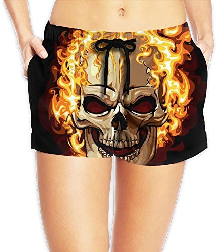 Girl Casual Fire Skull Beach Shorts