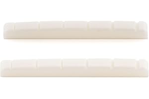 Musiclily Pro 40.5x3x5mm Flat Bottom Slotted Bone Nut for 6 String Squier Affinity Strat Tele Style Electric Guitar, White (Set of 2)