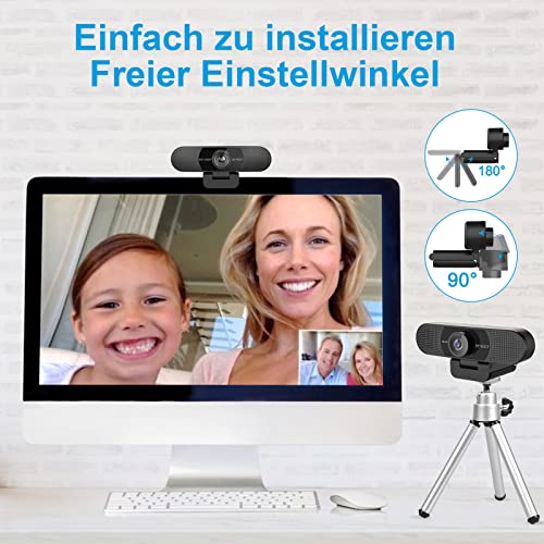 eMeet Full HD Webcam - C960 1080P Webcam with Lens Cover & Dual Microphone, 90° Streaming Camera with Auto Light Correction, Plug & Play, for Linux, Win10, Mac OS X, YouTube, Conferences