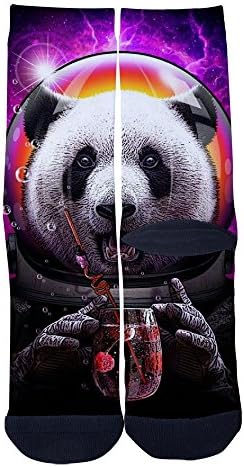 VariClouds Men's Women's Custom Panda Astronaut Creative Casual Fashion Crew Socks Black