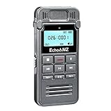 Digital Voice Recorder by EchoAMZ, 8GB Sound Audio Recorder Dictaphone for Meetings Lectures, USB, Voice Activated, Double Microphone, Metal Casing