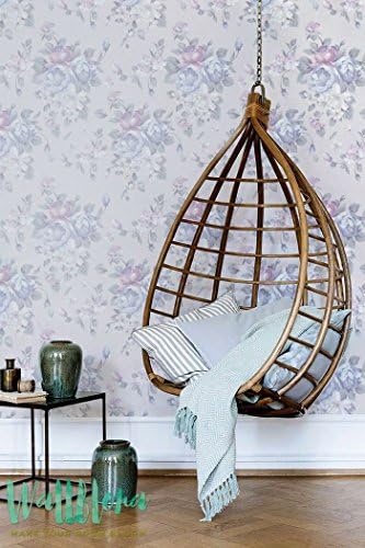 Removable Wallpaper/Temporary Wallpaper/Wall Sticker/Pruple Peony & Forget - Me - Not Print Wallpaper/001