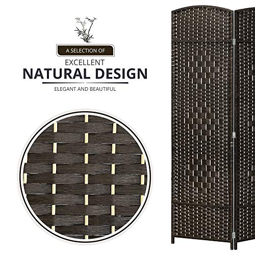 Jostyle Room Divider Screen with Hand-Woven Design,Diamond Pattern for 4-Panel Folding Privacy Screens to Decorate Home or Office (Mocha) - Thumbnail 4