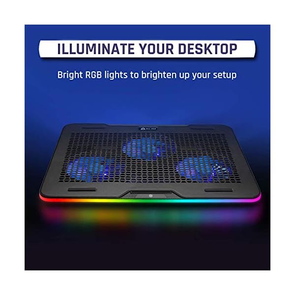 KLIM-Aurora-Laptop-Cooling-Stand-with-RGB-backlighting-11-17-Gaming-Laptop-Cooling-Pad-For-Desk-USB-Powered-Fan-Stable-And-Sturdy-Aluminum-Build-Compatible-Mac-And-PS4-NEW-2021 KLIM Aurora + Laptop Cooling Stand with RGB backlighting + 11" - 17" + Gaming Laptop Cooling Pad For Desk + USB Powered Fan + Stable And Sturdy Aluminum Build + Compatible Mac And PS4 + NEW 2022