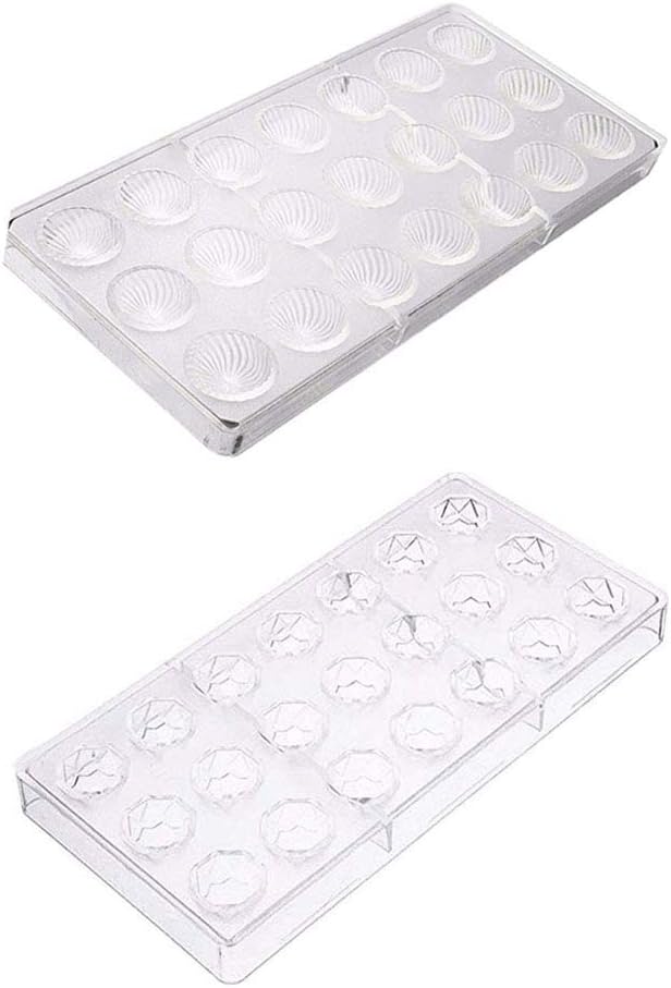Ritte 3D Schokoladenform, 2 Stück Pralinenform Backform Backzubehör aus Polycarbonat, Rechteckig, Transparent, Schockoladeform, Dessertform(Zufälliger Stil)