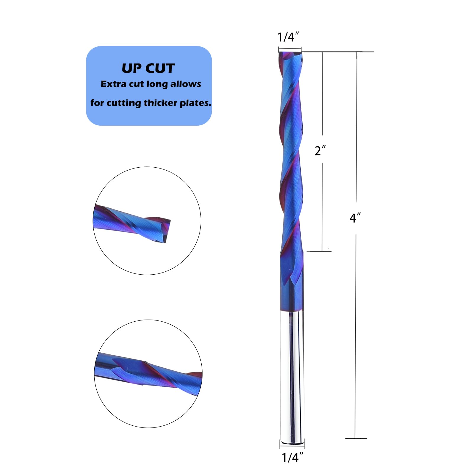 Dashhound Utm42 2Pcs Extra Long Upcut Spiral Router Bit 1/4 Inch Shank 1/4 Inch - Produktbild 1