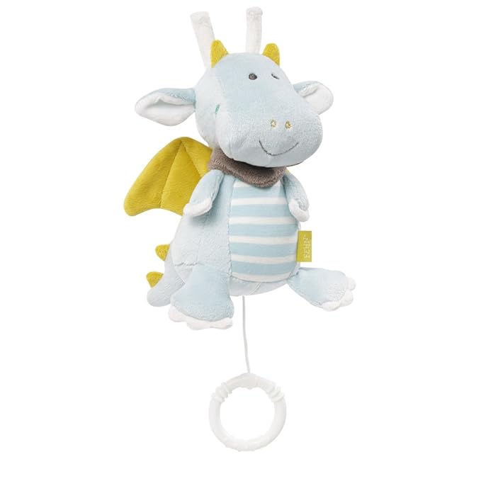 Fehn 065015 Spieluhr Drache – Aufzieh-Spieluhr mit herausnehmbarem Spielwerk – Für Babys und Kleinkinder ab 0+ Monaten – Maße