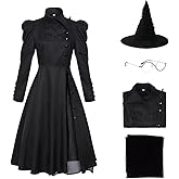 Cuzeolin Elphaba Costume Adult Witch Black Dress with Hat Glasses Halloween Wicked Black Dress Women