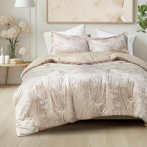 Comfort Spaces Luxe King Comforter Set - Velvet Comforters for King Size Bed, M…