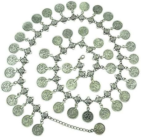 TianBo Gypsy Hippie Belly Dance Metal Dangling Coins Tassel Waist Chains Bohemian Belt Adjustable (Rq06)