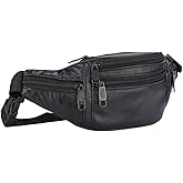 Waist Chest Bag, Leather Fanny Pack, Men and Women Money Belt Bag, Outdoor Cross Body Sports Pouch for Travel, Walking, Running, Hiking, Cycling