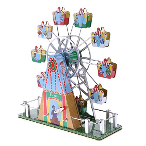 Dovewill Retro Wind up Spinning Ferris Wheel with Music Movement Clockwork Metal Tin Toy Collectible Gift