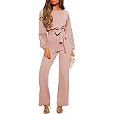Happy Sailed Womens Loose Short Sleeve Belted Wide Leg Pant Romper Jumpsuit Business Casual One Piece Outfits