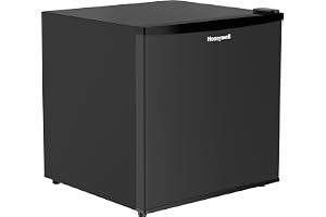 Honeywell Mini Compact Freezer Countertop, 1.1 Cubic Feet, Single Door Upright Freezer with Reversible Door, Removable Shelves, for Home, Dorms, Apartment, Office- Black