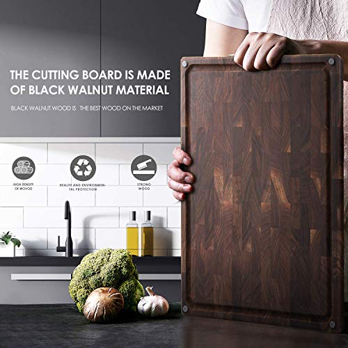 Large Walnut Wood Cutting Board,NILYGOES Multifunctional Board with
