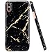 iPhone X Case, JAHOLAN Black Gold Marble Design Clear Bumper Glossy TPU Soft Rubber Silicone Cover Phone Case for Apple iPhone X (2017 Release)