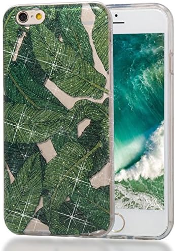 iPhone 6S Case, iPhone 6 Case, Thin Soft TPU High Transparent Flash Powder MID Phone Cover for Apple iPhone6 iPhone6S 4.7inch Shock-Absorption Bumper Anti-Scratch Clear Back ( Banana Leaves )