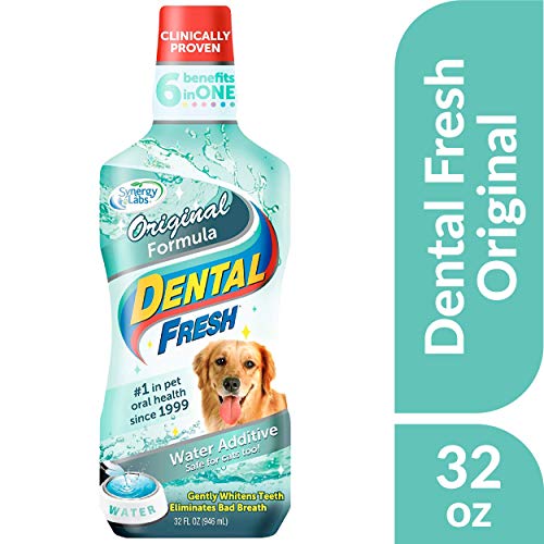Dental Fresh Water Additive - Original Formula For Dogs - Clinicially Proven, Simply Add to Pet's Water Bowl to Whiten Teeth, Eliminate Bad Breath, and Improve Oral Health (32 oz. Bottle)