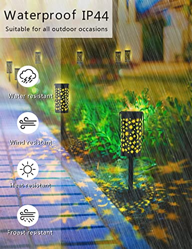 Pathway Solar Light Outdoor Garden, VAABZZ Garden Light with Warm White LED Lights, Waterproof Star and Moon Light for Outdoor Garden, Driveway, Lawn, Patio, Yard and Christmas Decoration(4 Pack)