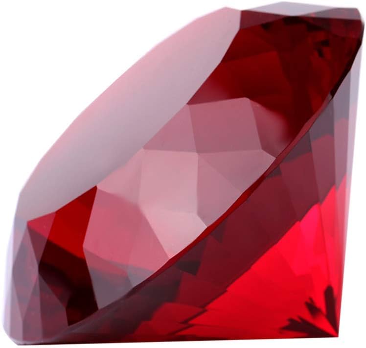 Yarr Store Red Crystal Glass Diamond Shaped Paperweight, Big Ruby 80mm, Gift Decoration Idea For Christmas