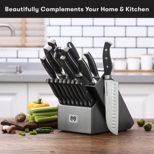 19Piece Kitchen Knife Set With Wooden Block Best German Stainless Steel Knife Sets for