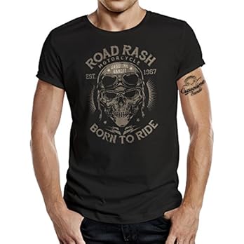 GASOLINE BANDIT Original Biker T-Shirt: Born to Ride Skull